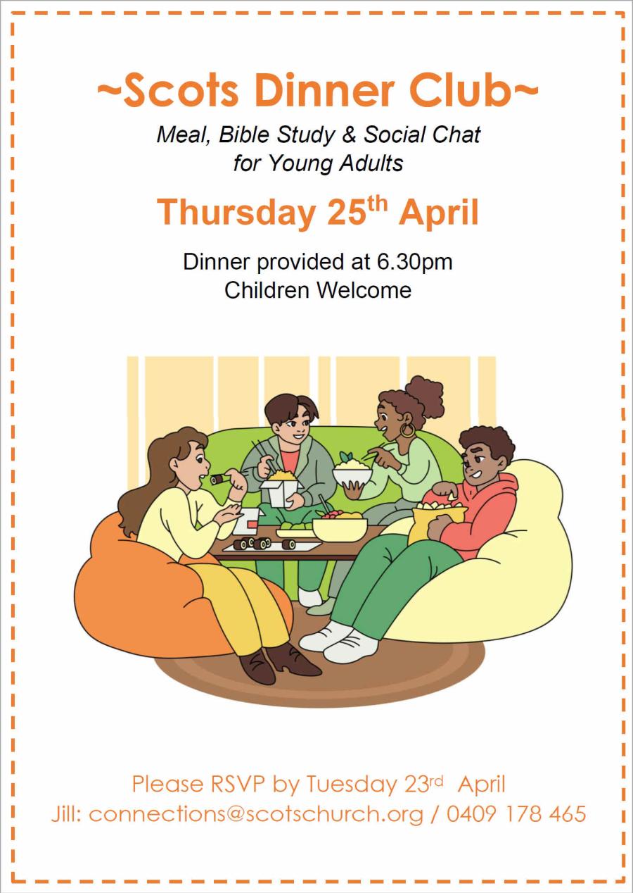 Dinner Club Advertisement for 25 April